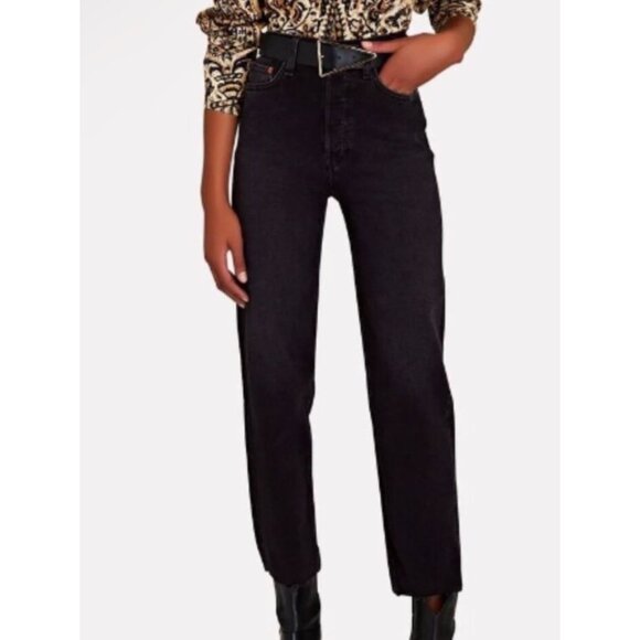 Re/Done 70s Stove Pipe Black Jeans Size 29 new with tags preppy casual classic - Picture 3 of 6